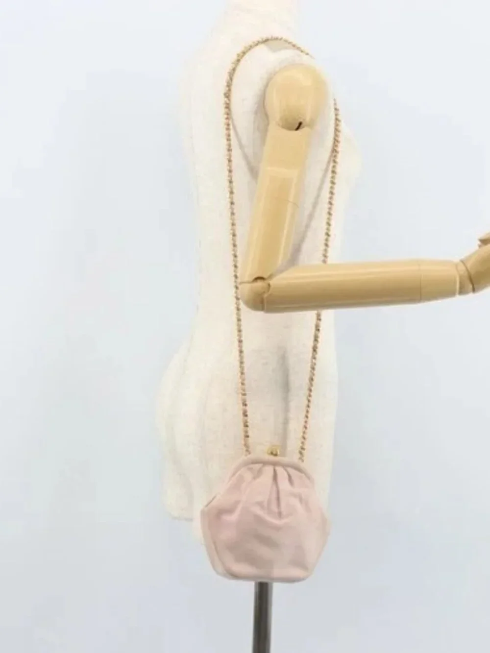 CHANEL Chain Shoulder Bag Suede Pink Gold CC Auth AMZ167A